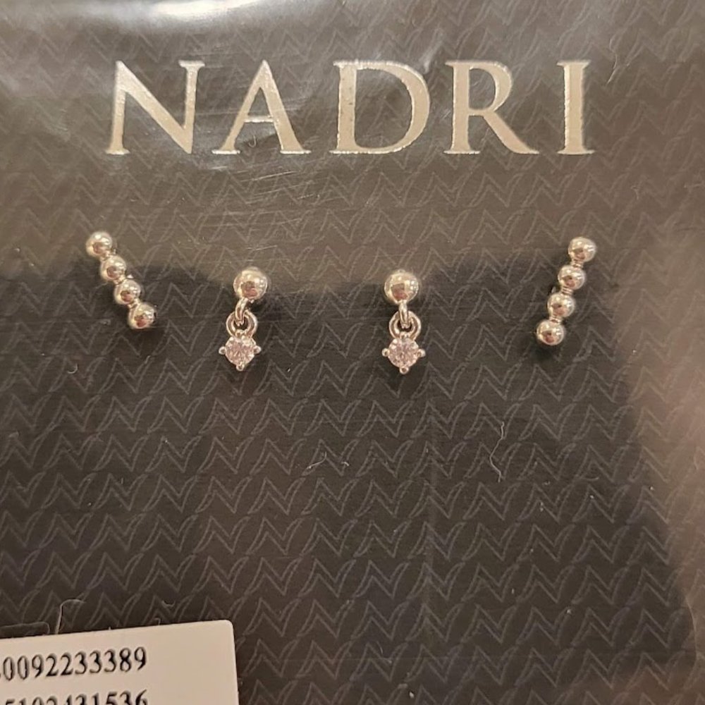 NWT Nadri Lala Bead Stud Earrings Set (2 pair = 1 set)